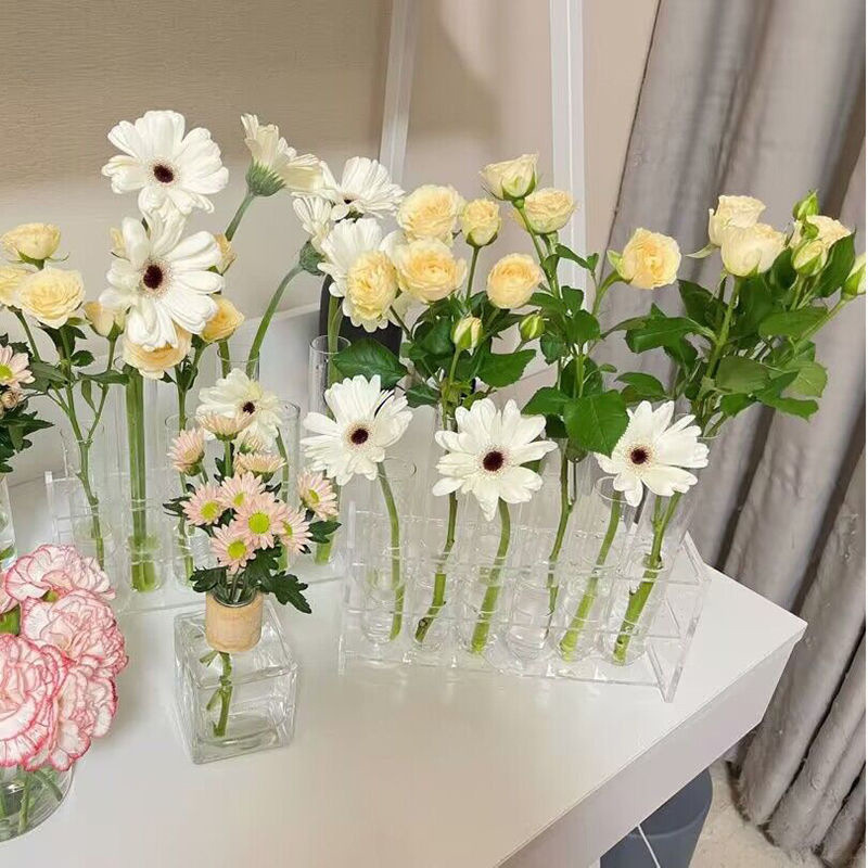 玻璃试管花瓶支架透明创意水培花器一排组合摆件玫瑰百合阳台花架详情11