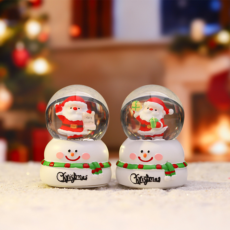 新款圣诞节雪人底座迷你水晶球节日礼物儿童发光音乐盒房间装饰详情11