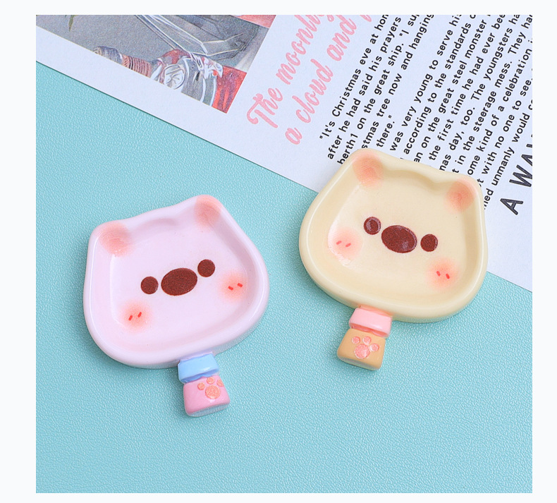 小熊手柄盘子卡通diy饰品配件创意洞洞鞋扣材料奶油胶树脂小配件详情18