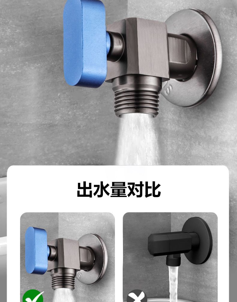 严选全铜枪灰全开口径大流量三角阀家用卫生间面盆水龙头冷热通用详情5