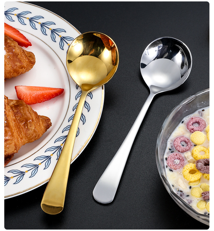 304不锈钢网红勺圆头勺子加厚家用韩式圆勺饭勺调羹汤勺甜品勺详情17