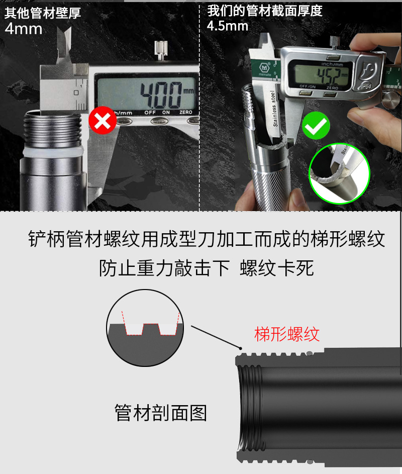 多功能工兵铲斧头套装 户外野营折叠车载加长工兵铲子斧头套装详情8