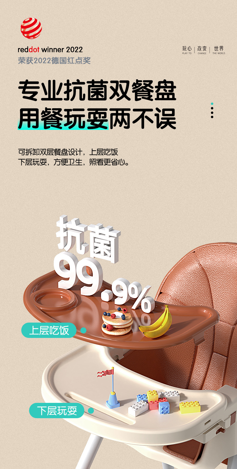 儿童餐椅多功能可调档宝宝餐椅婴儿家用便携吃饭餐桌椅小孩摇摇椅详情5
