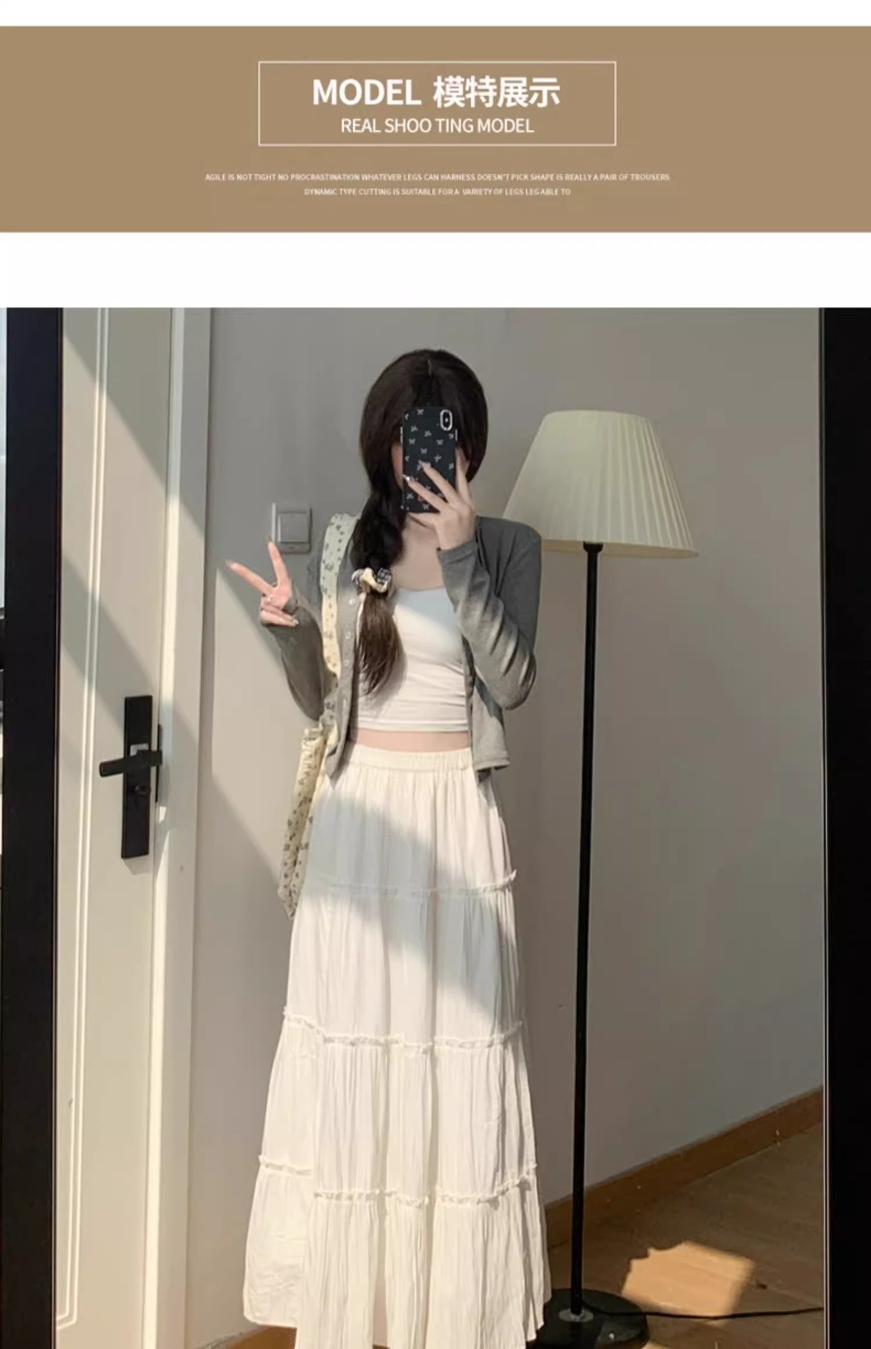 The new Korean-style gentle dress of Spring and Autumn features a high-waisted, slimming and versatile skirt with a stretched-waist midlength pic 9