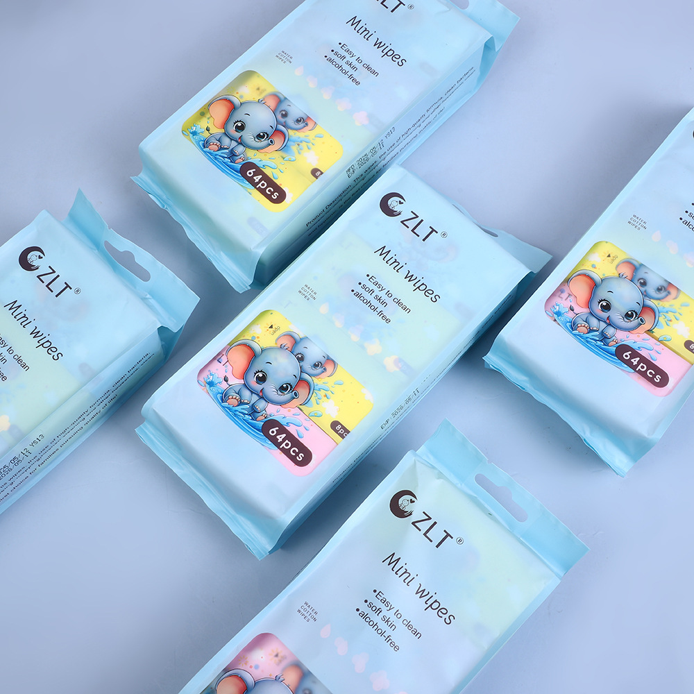 湿巾跨境便携小学生婴儿手口纯水湿纸巾儿童上学清洁用手帕纸草本详情4