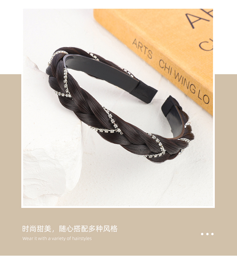 新款假发宽边发箍V钻麻花辫子女头箍遮白发减龄百搭发箍详情8