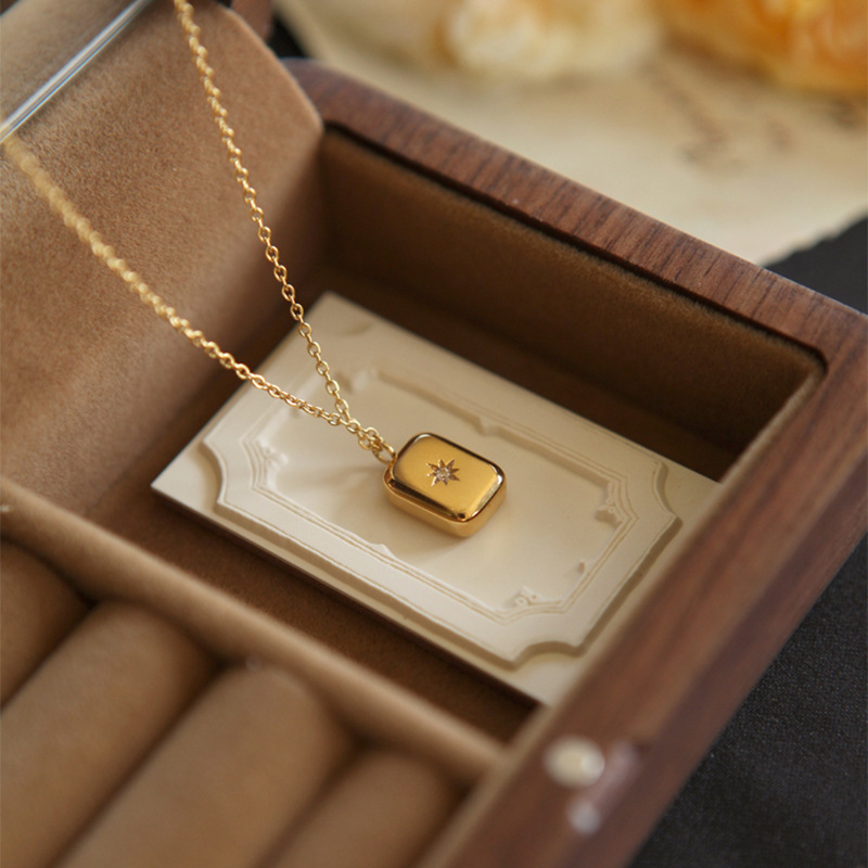 水滴八星芒宝石项链锁骨链钛钢镀18K金毛衣链小众设计感饰品吊坠详情2