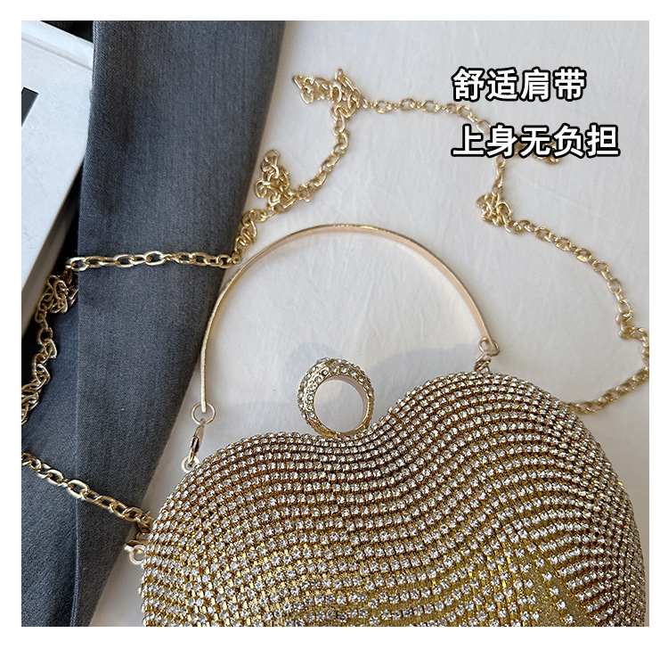 跨境镶钻晚宴包心形流苏女士手提包宴会聚会手拿包百搭礼服晚装包详情5