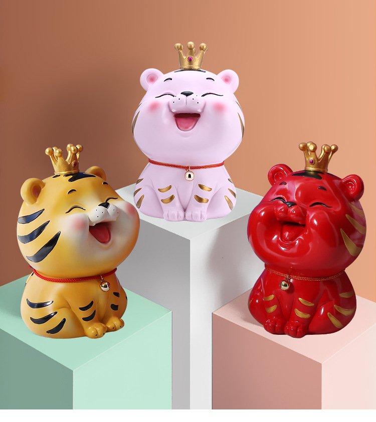 国潮树脂生肖老虎新年摆件可爱存钱罐新年招财吉祥物家居摆件创意装饰详情5