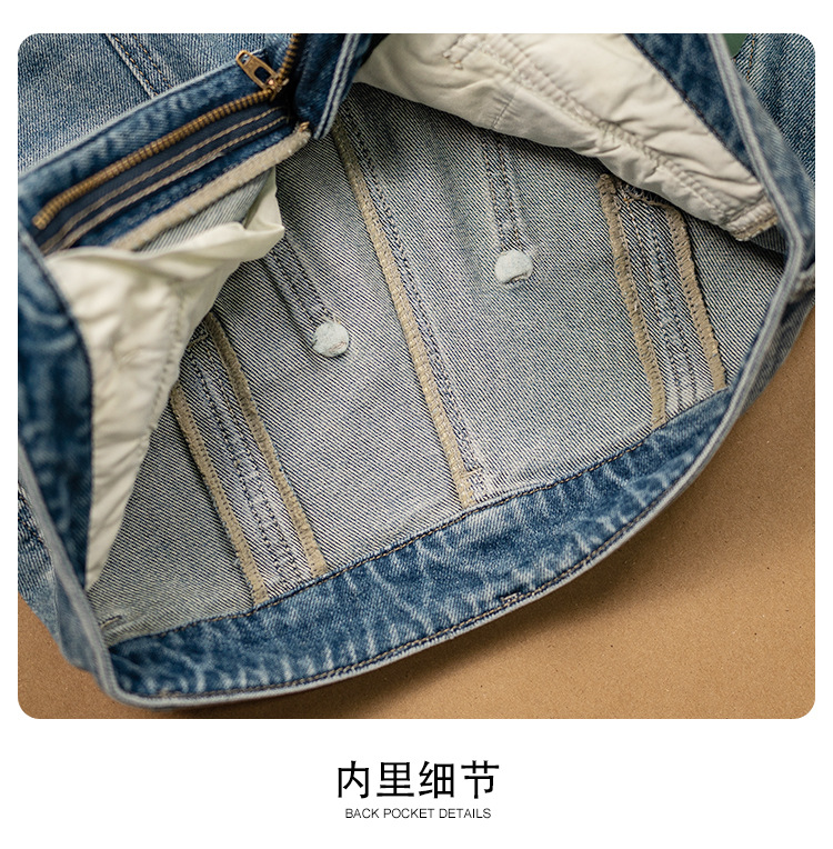 Factory direct sales of new mid-line design style jeans, retro light blue loose, slimming, drape sickle length pants pic 18