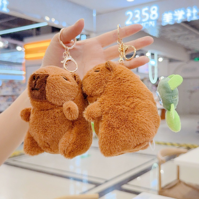 卡皮巴拉毛绒玩具水豚旋转乌龟公仔抽拉水豚玩偶儿童礼物包包挂件详情7