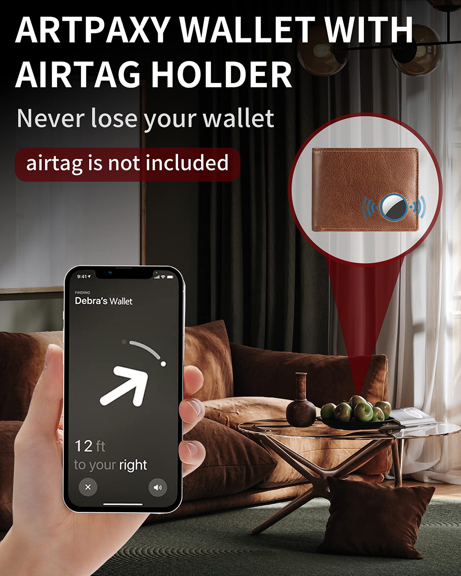 亚马逊防盗刷多卡位短款钱夹跨境三折复古真皮airtag钱包男款正品详情9