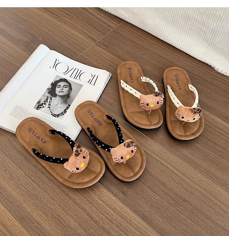 跨境可爱甜美卡通人字拖新款夹脚拖鞋高颜值百搭拖鞋户外休闲凉拖详情12