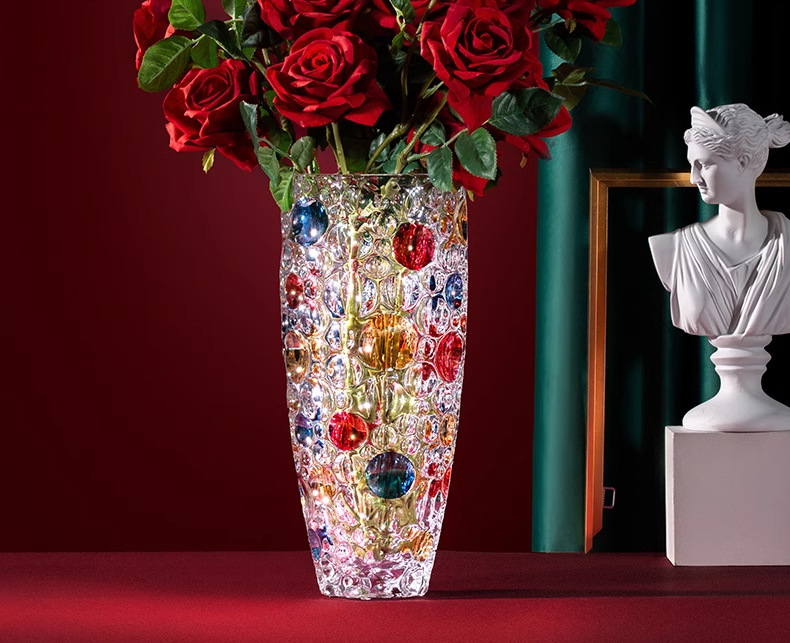 Czech imported crystal vase, high appearance level, European-style home living room decoration item, vase, light luxury and high-end glass gift pic 3