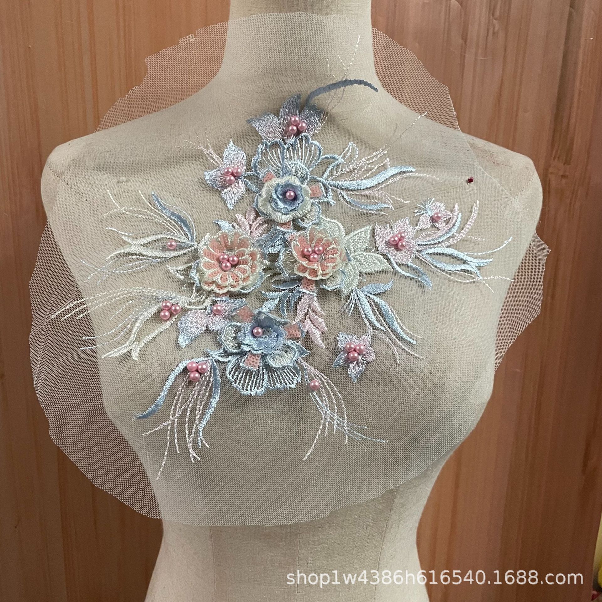 Wholesale lace three-dimensional flower fabric patchwork clothing accessories, nail and diamond decorative appliqued DIY Hanfu collar flowers from the manufacturer pic 8
