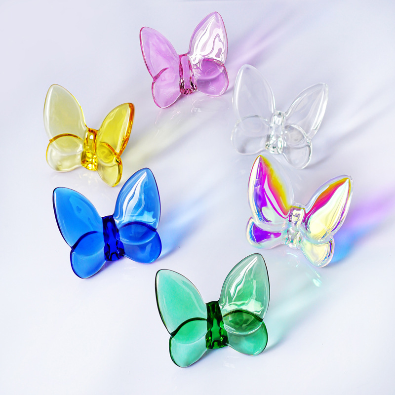 批发零售水晶炫彩琉璃彩色蝴蝶摆件装饰品小礼物居家工艺品外贸公 水晶工艺品精致美观适合送礼详情6