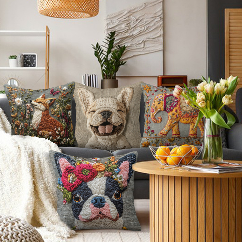 jit复古大象印花抱枕套波西米亚风亚马逊家居客厅沙发靠枕套靠垫详情3