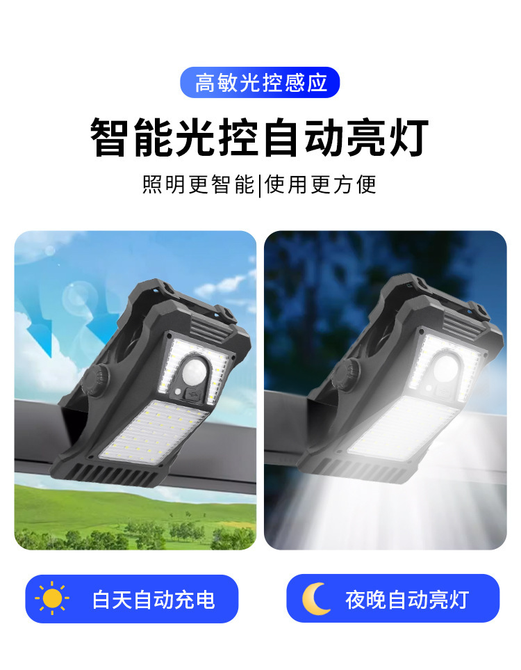 Solar clip lamp, outdoor wall lamp, automatic sensor lamp, courtyard household lighting, non-drilling waterproof street lamp pic 6