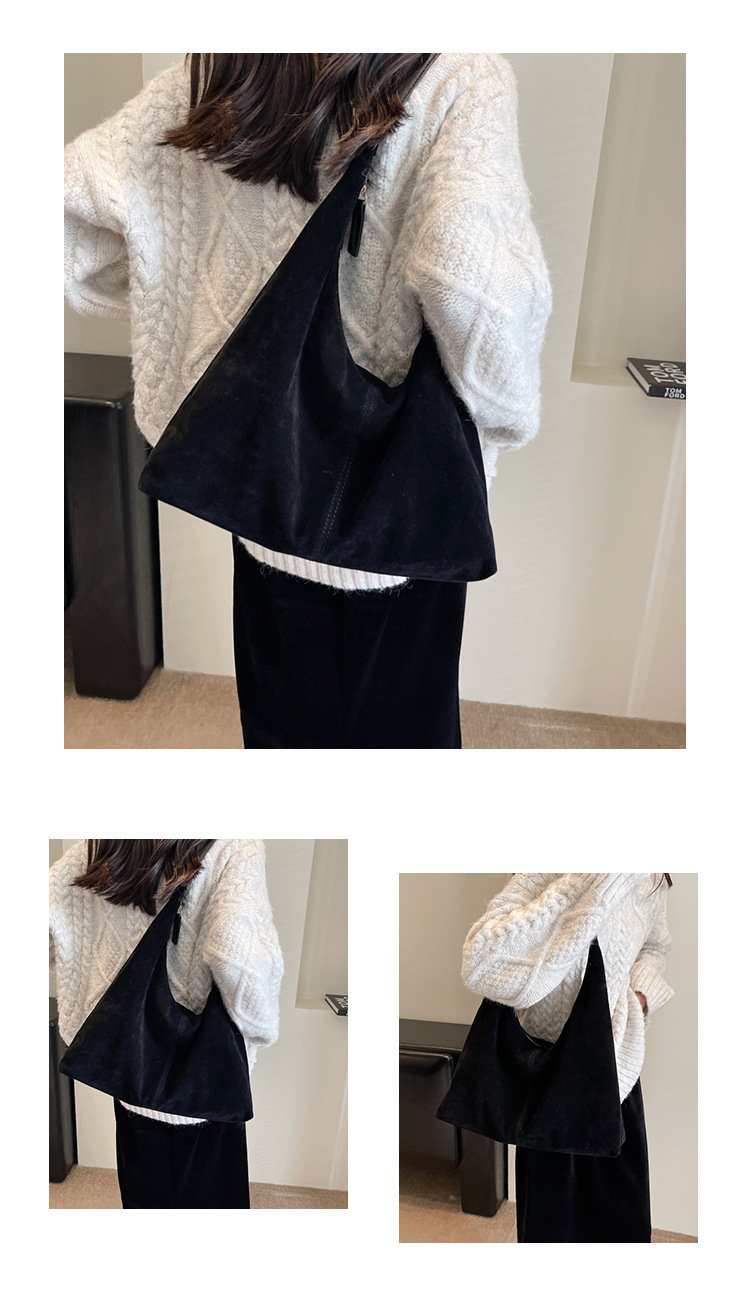 Retro matte tote bag, autumn and winter bag, commuter underarm bag, large-capacity single-shoulder tote bag, simple single-shoulder bag for women pic 10