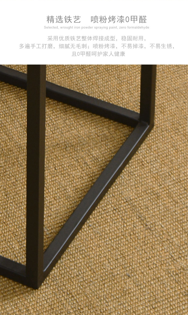 边几角几复古风格铁艺防锈做旧小方桌实木茶几角几高档沙发边桌详情4