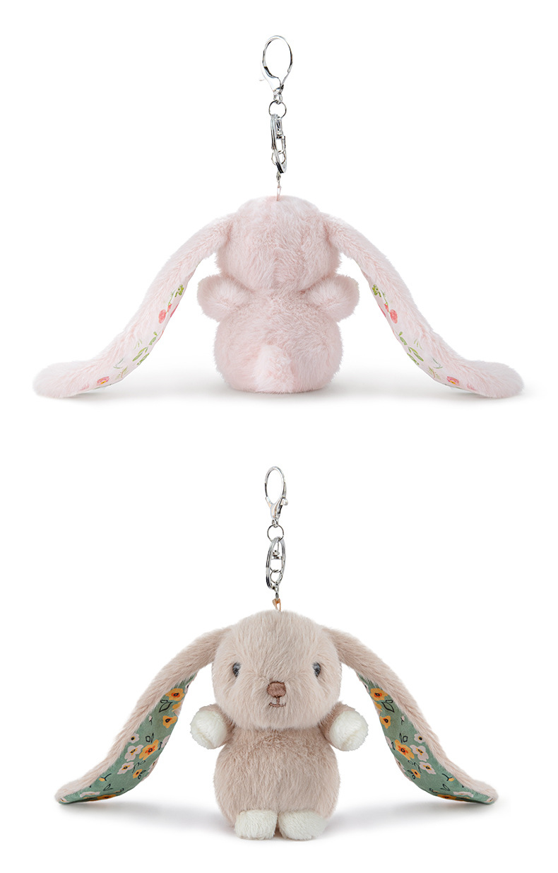 Wholesale of genuine, niche and small floral garden ear-hanging rabbit plush pendants for student schoolbags and key buckles pic 5