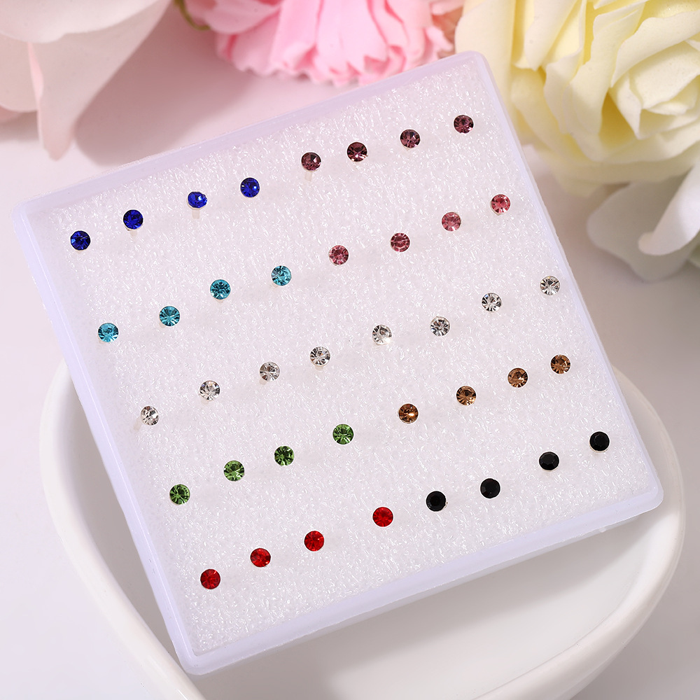 Korean-style colored resin ear studs, niche and high-end plastic earrings, fashionable rhinestone ear stud set, PDD ear bone studs pic 8
