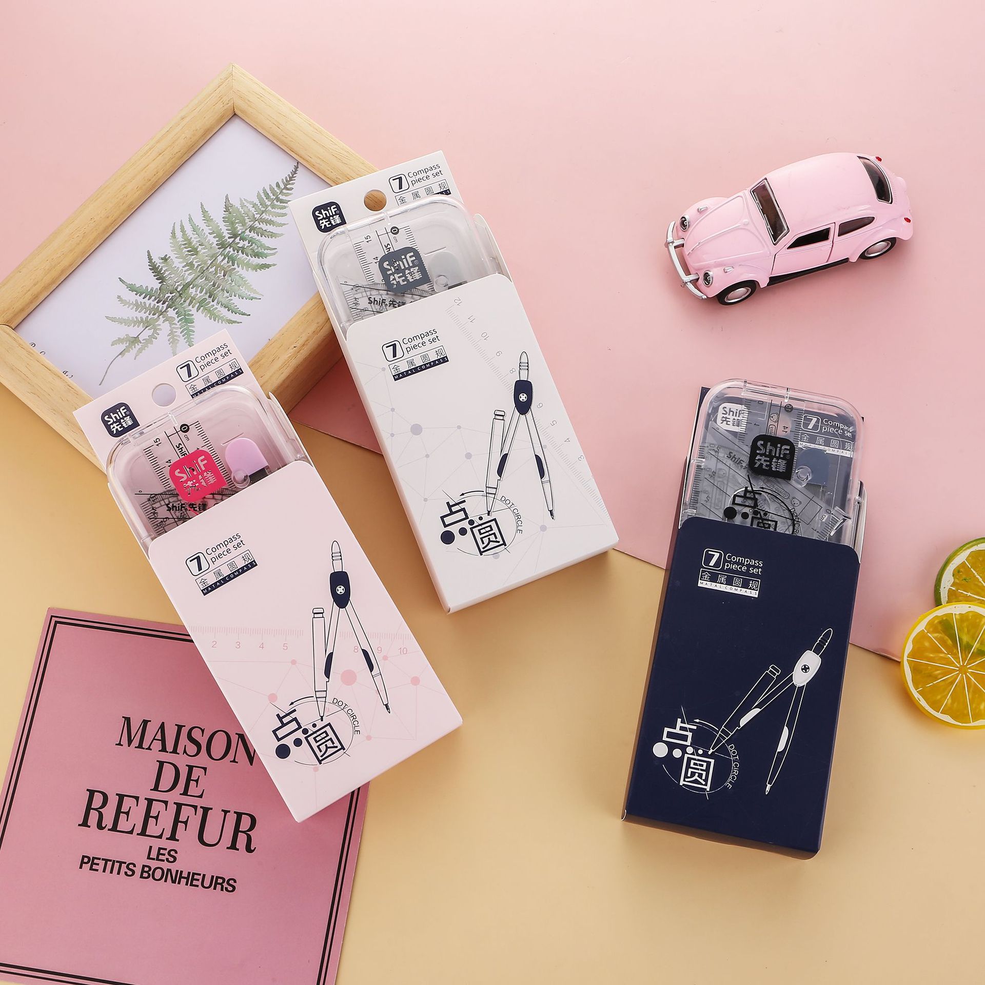 Pioneer 3082 Seven-piece Compass Set for Students, metal alloy compass Geometry Exam drawing set wholesale pic 4