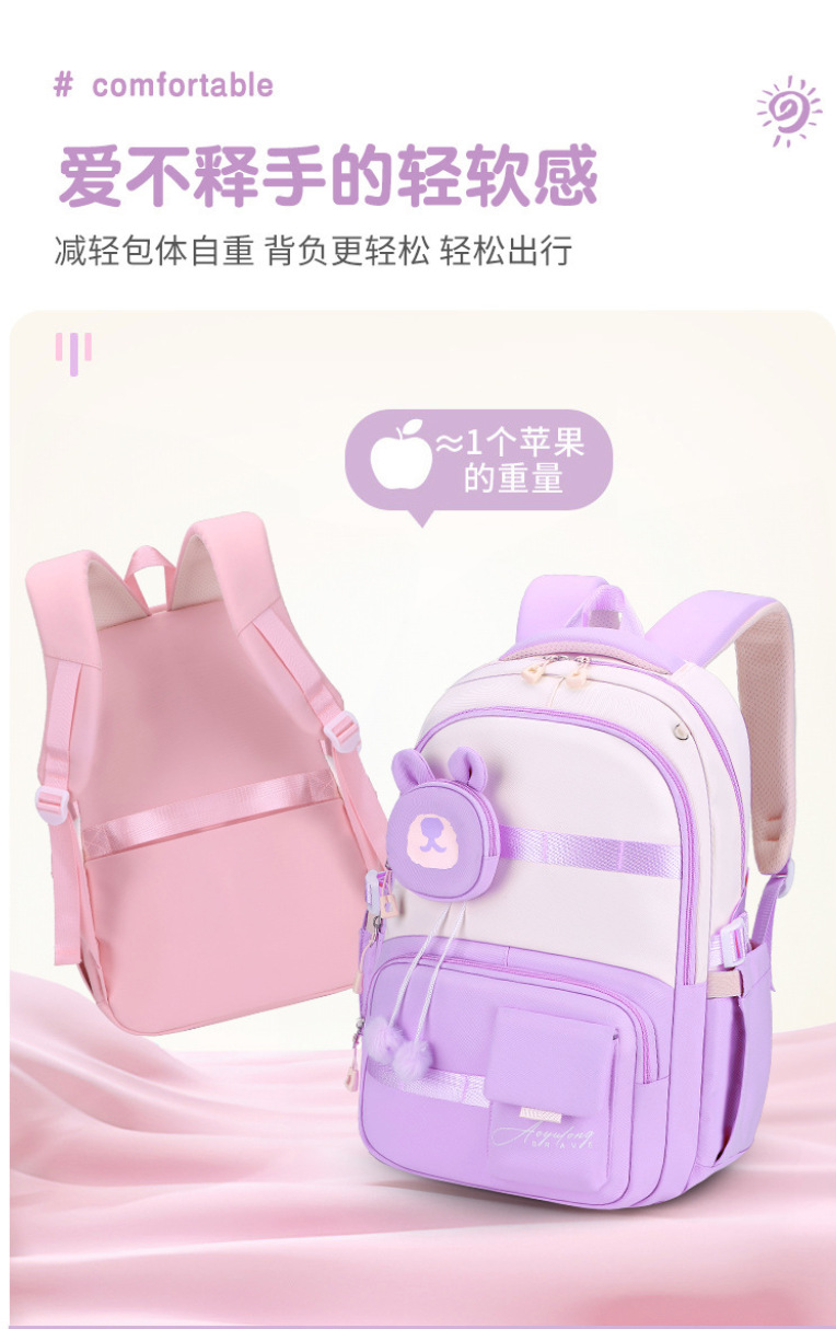 卡皮巴拉新款中小学生书包超轻护脊大容量学院风儿童双肩包详情4