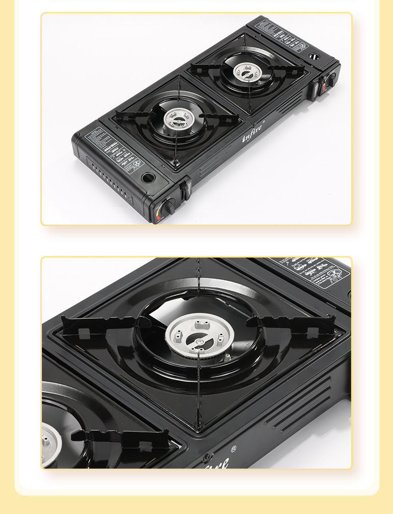 双头卡式炉户外露营烤肉便携燃气炉双眼不锈钢瓦斯炉双灶现货批发详情9