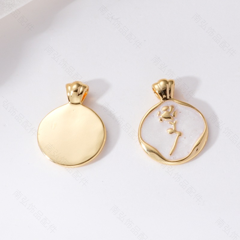18k genuine gold color-retaining oil-dripping rose pendant, pendant, diy handcrafted jewelry, bracelet, necklace accessory pic 11