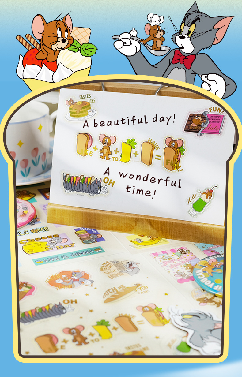 正版猫和老鼠卡通涂鸦PET贴纸跨境装饰笔记本手机壳水杯贴画批发详情3