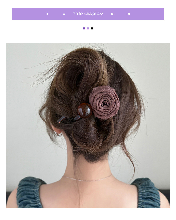 美拉德干枯玫瑰花发夹女2025新款扭扭夹高级感抓夹后脑勺夹子头饰详情17