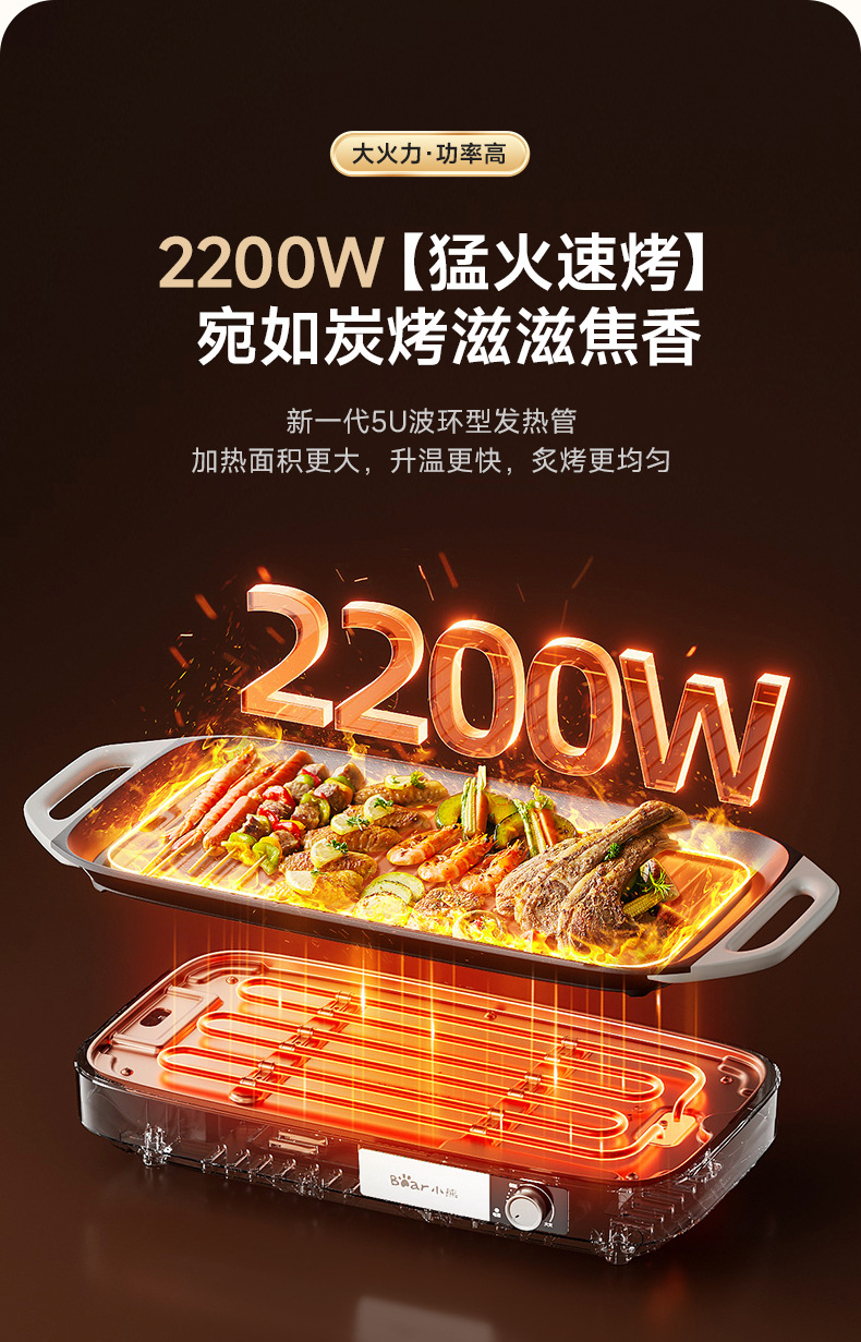 Barbecue pot, electric grill plate, household barbecue grill, fish grill plate all-in-one machine, detachable and washable cooking machine pic 9