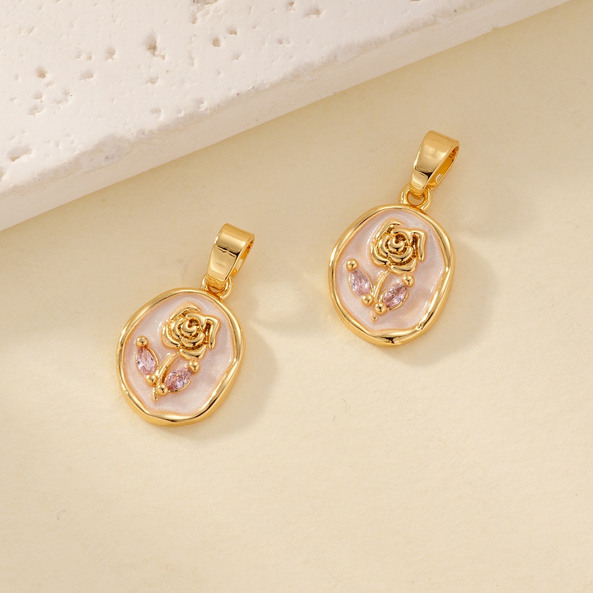 Oil-dripping rose pendant necklace clasp, copper-plated with real gold, high color retention and high-end feel, DIY jewelry necklace clasp pic 12