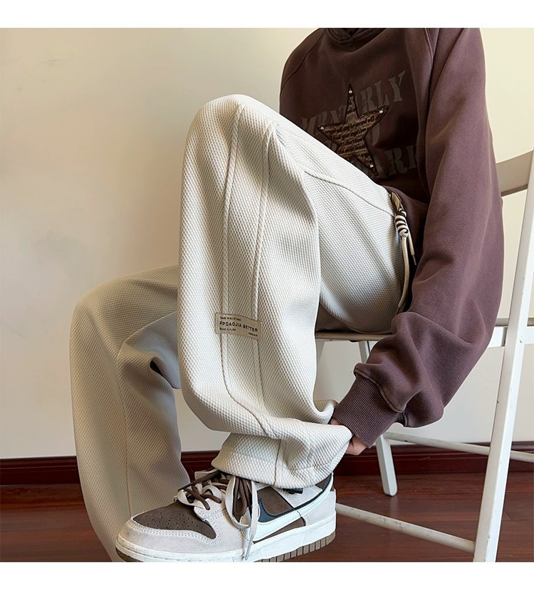 潮牌休闲裤子男宽松春秋新款抽绳运动裤青少年学生高级感卫裤长裤详情32