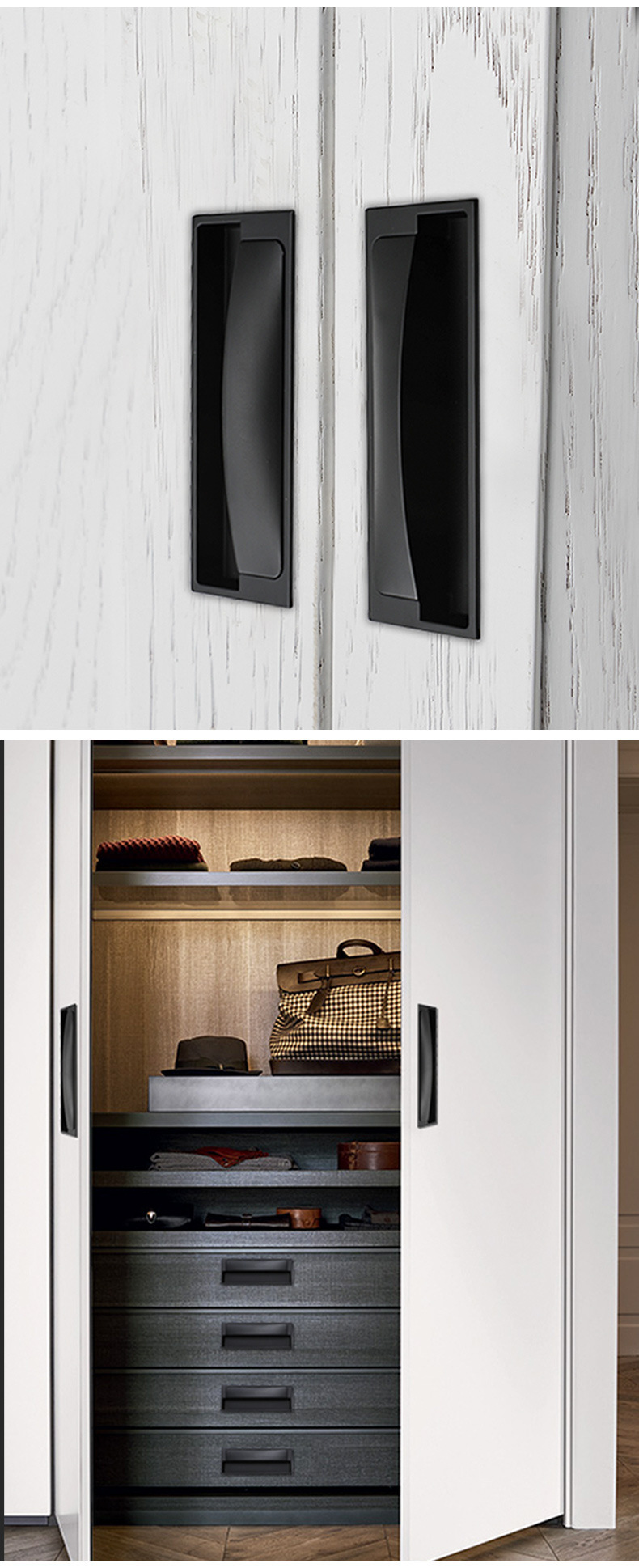 黑色隐形拉手嵌入式暗装柜门衣柜抽屉金色现代简约谷仓移门把手详情12