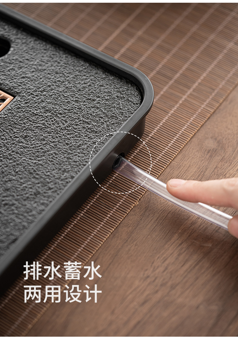 Chinese retro-style magnetic tea tray for water storage and drainage, simple Gongfu tea set, office draining tea table, dry brewing tea saucer pic 12