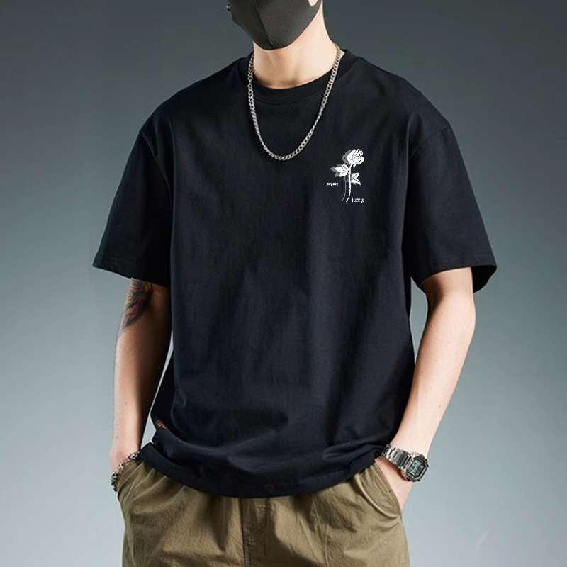 短袖t恤男2025夏季新款潮牌衣服纯棉白体恤上衣宽松圆领半袖男款详情8