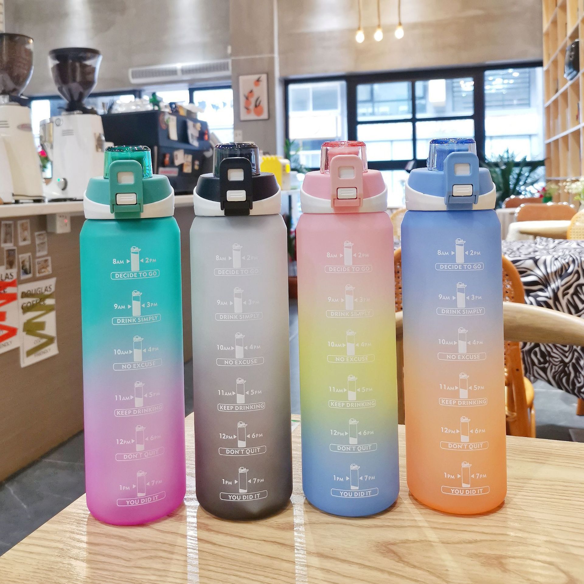 Cross-border high-appearance-level large-capacity frosted portable straw cup, summer inS-style anti-drop gradient plastic water cup pic 4