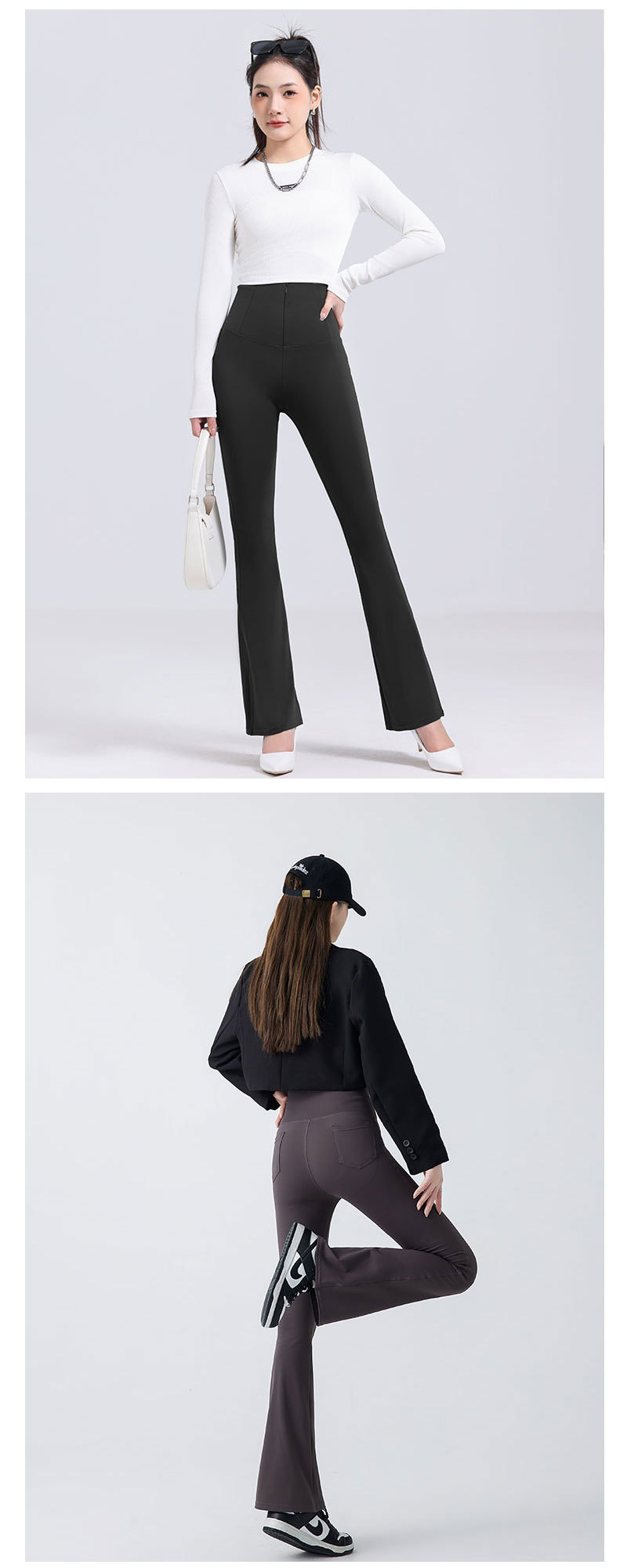 拉链口袋微喇鲨鱼裤女外穿春秋高腰收腹提臀瑜伽裤紧身显瘦喇叭裤详情13