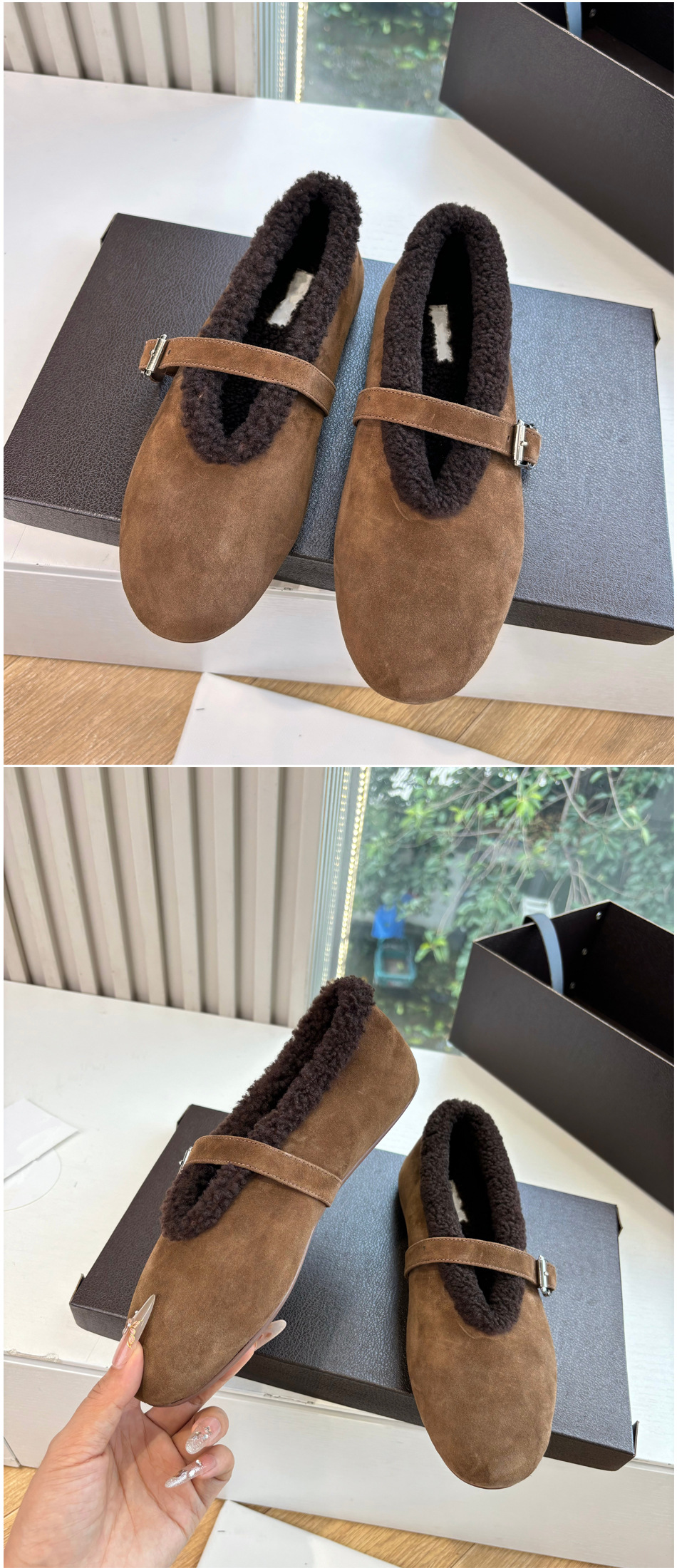 牛皮版～小众秋冬款复古毛毛鞋女加绒保暖包头单鞋外穿防滑棉鞋子详情4