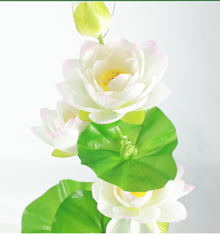 高档仿真花荷花荷叶组合套装手感假莲蓬莲花客厅中式套装绢插花详情7