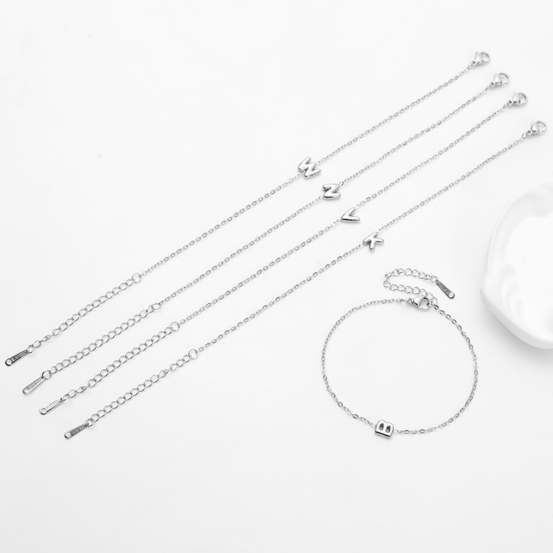 The new simple bubble letter bracelet is elegant and versatile. It features a 26-letter collarbone chain as a stainless steel accessory for women pic 1