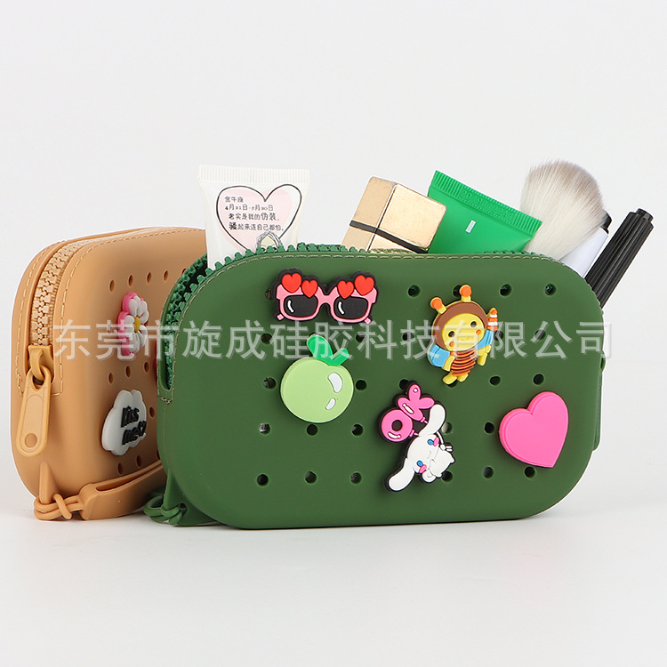 新款硅胶小椭圆零钱包化妆包DIY装饰洞洞硅胶收纳包diy洞洞装饰包详情3