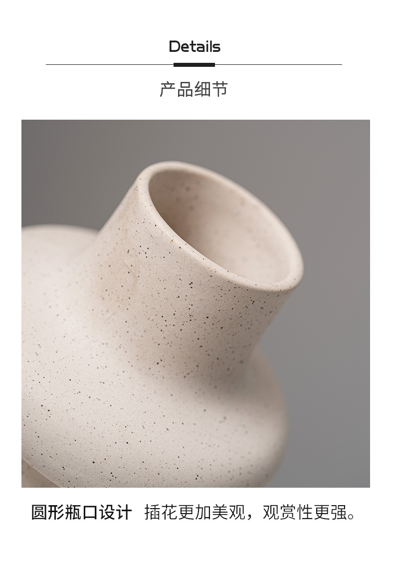 2025 Irregular-shaped ring Ceramic Vase, cute, ins, simple and modern frosted flower vase, creative homestay decoration, high-end pic 8
