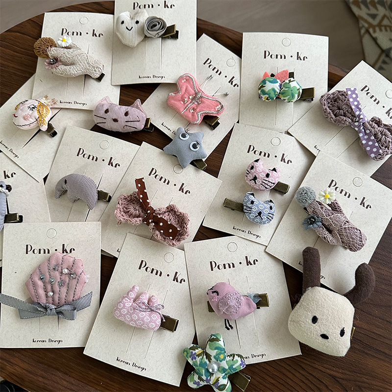 韩国新款手工布艺儿童发夹小众款发圈发卡小红书同款发饰刘海夹详情1