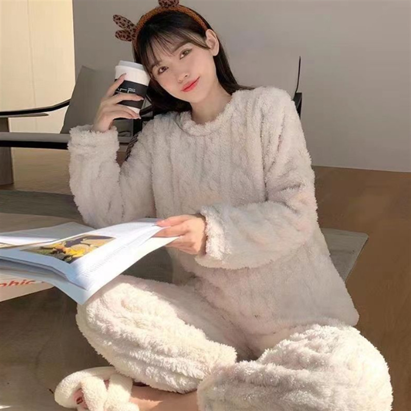 秋冬珊瑚绒暖暖套装印花睡衣家居服舒棉绒提花情侣套装批发长袖详情24