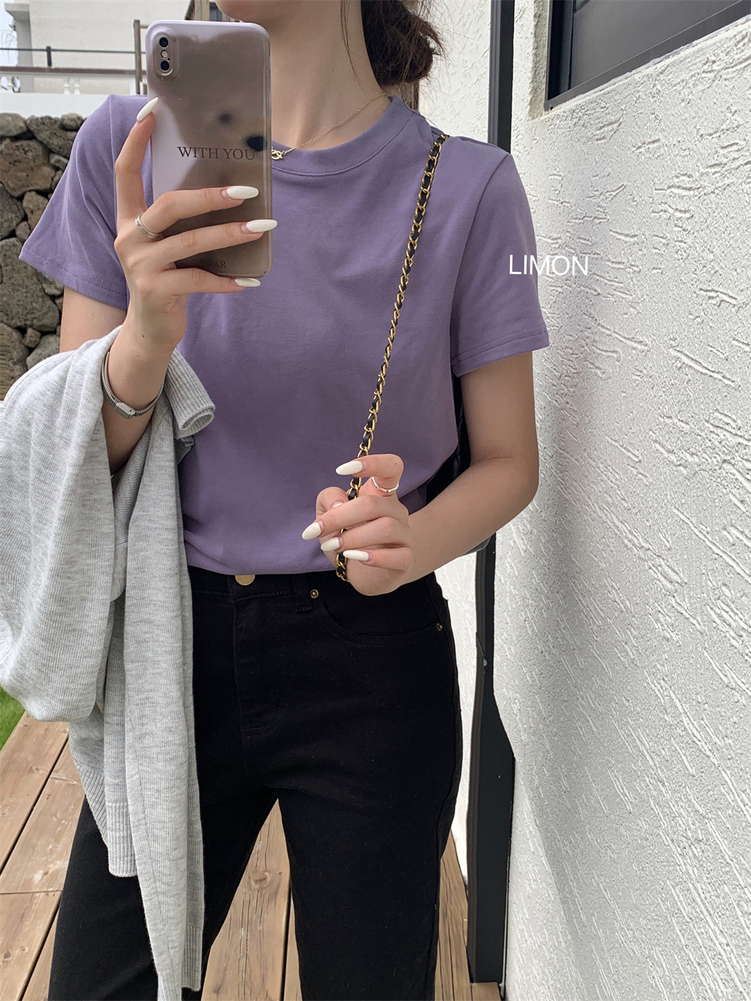 THE LEMON柠檬绿茶正肩磨毛短袖t恤女2024秋季新款百搭上衣打底衫详情63