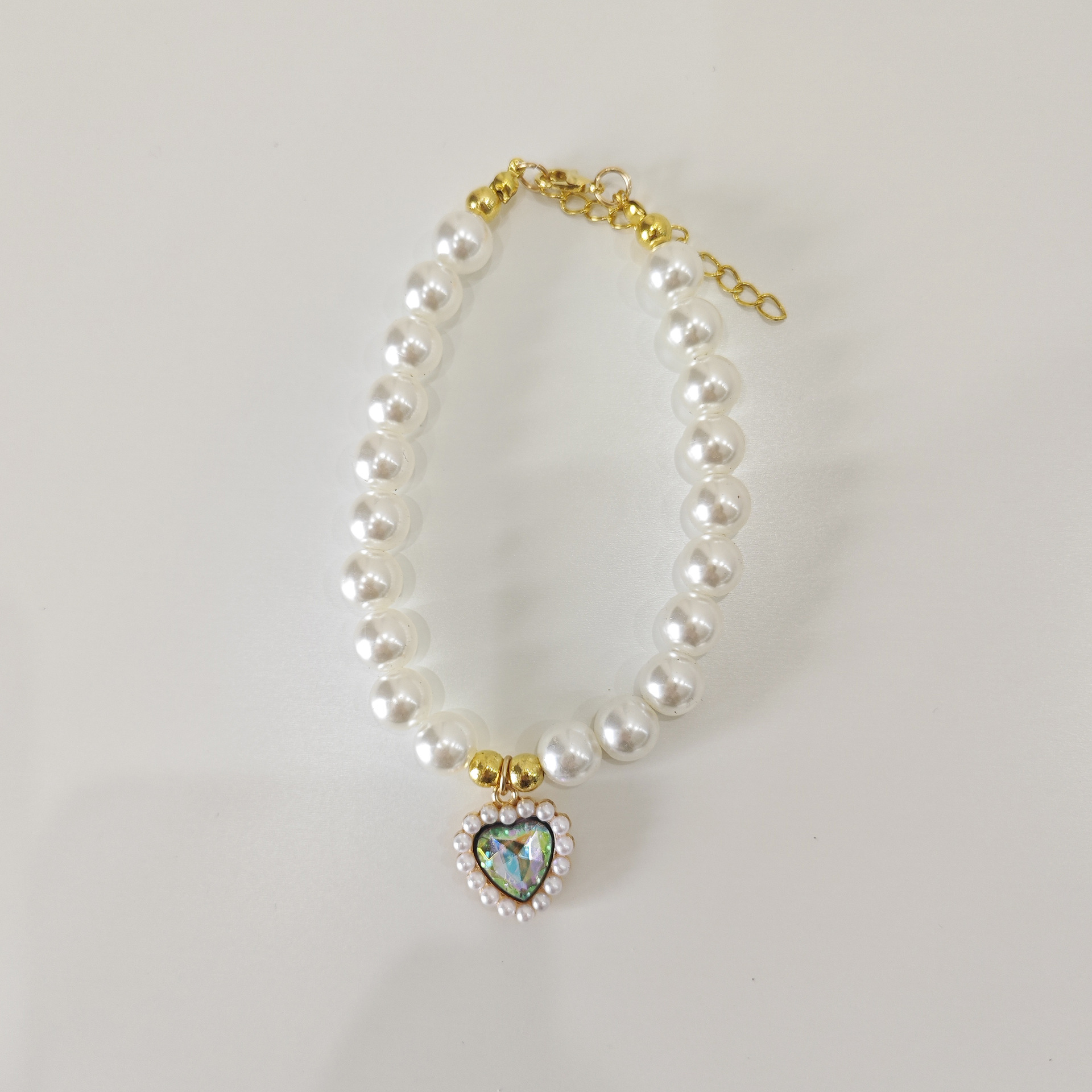 Pet necklace, cat pearl collar, dog neck collar, neck chain, retro heart-shaped pendant, cute cat and dog neck accessories pic 6