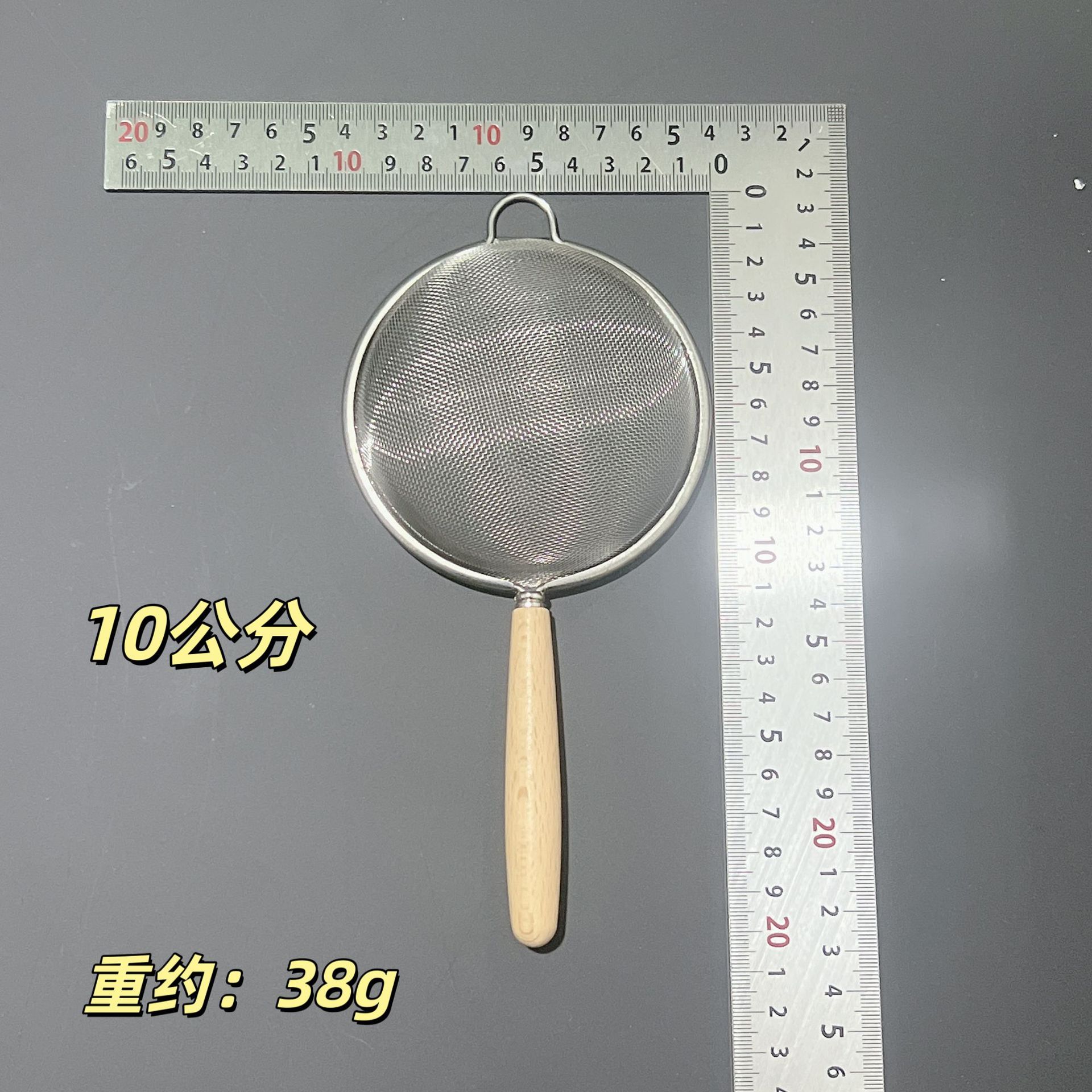 304不锈钢迷你油隔木柄油渣捞过滤网漏勺火锅油漏油勺密网油隔详情10